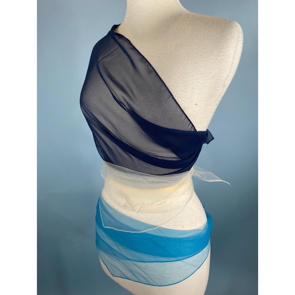 Vintage Set of 3 Vintage Hairstyling Chiffon Nylon Scarves Blues